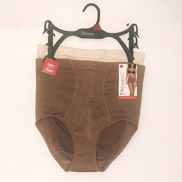 Skinnygirl High-Waist Shapewear in Tan and Cream - Picture 1 of 3
